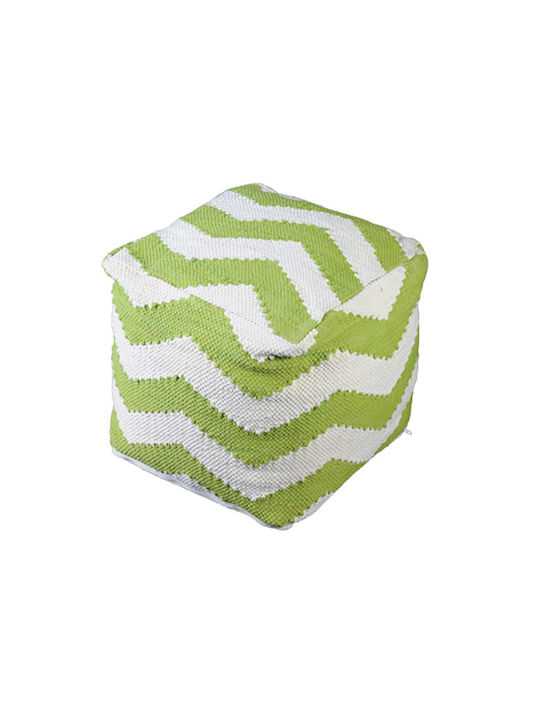 Pouf Σκαμπο Πουφ Jgs S.a Ivory Πράσινο Chevron Pouf Stool-228 40x40x40cm