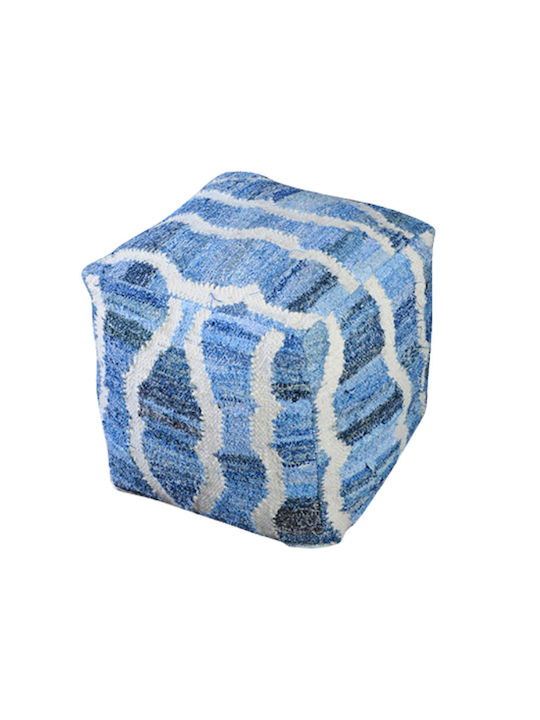 Pouf Stool Bean Bag Chairs & Poofs Jgs S.a Blue White Waves Pouf Stool-233 40x40x40cm