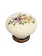 Möbelgriffe Porzellan Ivoire Blumen Basis Gold Antik 30mm Mg29192