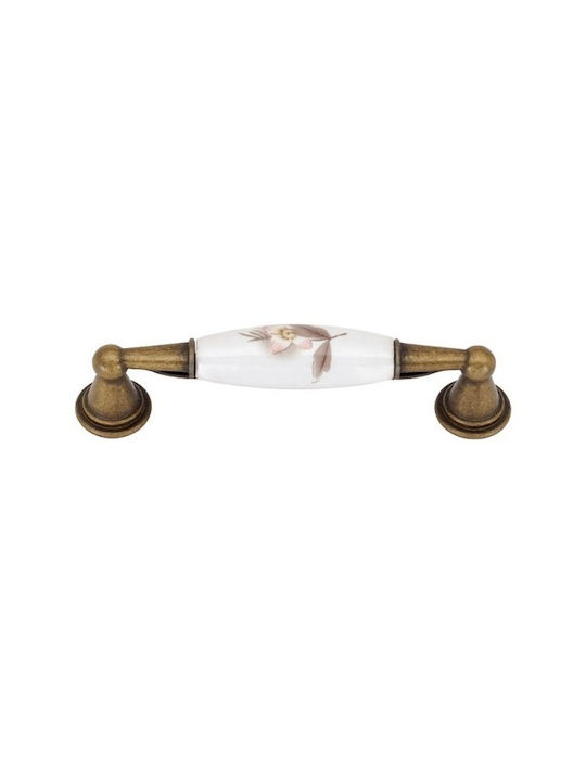 Porcelain Handle Brown Flower Import Hellas Art.2060 96mm Bronze 160-0036#2060#