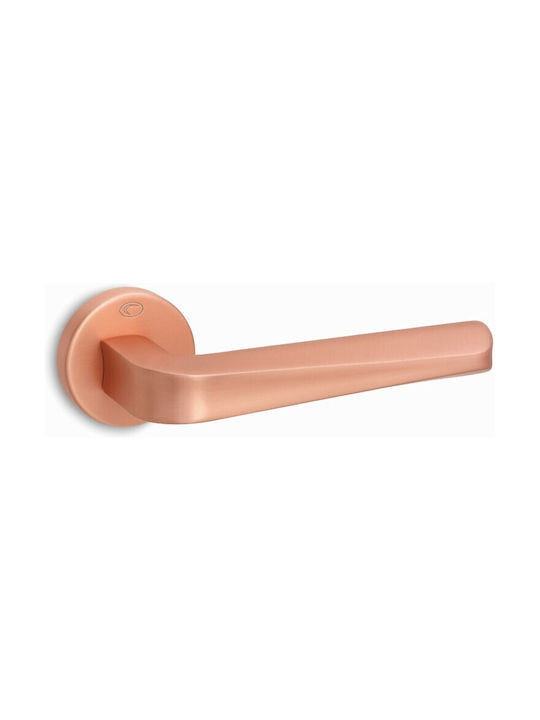 Door Lever Convex 2205 Rosette Matte Copper Bathroom Bolt Pair