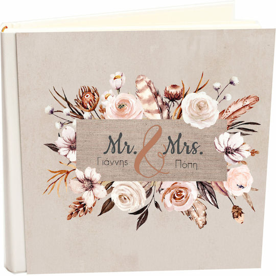 My Album Flowers Boho Style Name Giannis Popi Photo Album with Rice Paper 30x30cm Album Box 100 Pages