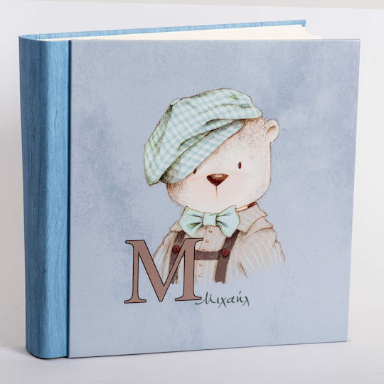My Album Bear Boho Style Light Blue Artificial Leather Name Michael Album Rice Paper 30x30cm Box Album 120 Pages