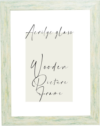 Wooden Wall Photo Frame Puzzle Poster White Brushstrokes Turquoise Acrylic Glass K270/38 Photo 40cmx60cm