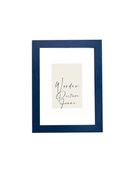 Wooden Wall Photo Frame Blue Embossed Wood Grai...