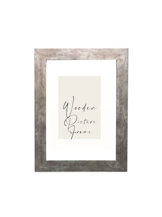 Wooden Wall Photo Frame – Puzzle – Poster Silver Bronze Patina Aging Marks Acrylic Glass K1061/30 Photo 40cmx50cm