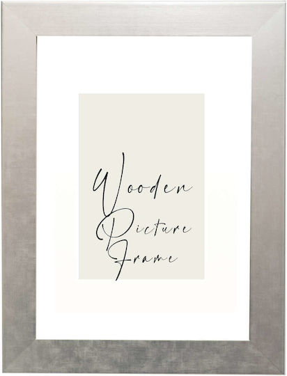 Wooden Wall Photo Frame Photo Puzzle Poster Silver Matte Brush Acrylic Glass K1061/2 Photo 70cmx100cm