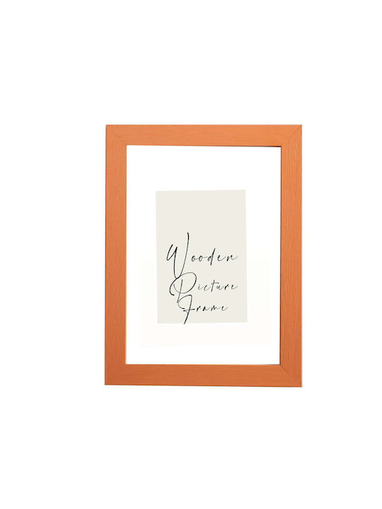 Wooden Wall Photo Frame Orange Embossed Wood Gr...