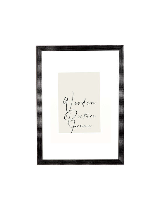 Wooden Wall Photo Frame Black Silver Carved Emb...