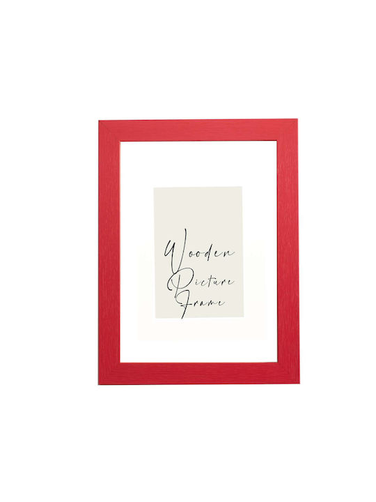 Wooden Wall Photo Frame Red Embossed Wood Grain Matte Glass K29-34 Photo 25cmx35cm
