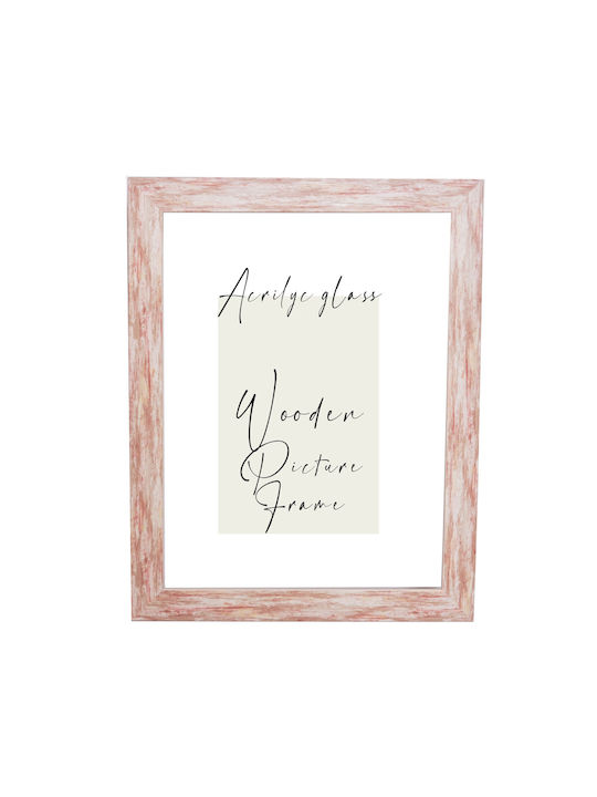 Wooden Wall Photo Frame Puzzle Poster White Brushstrokes Tile Pink Glass Acrylic K270/34 Photo 40cmx50cm