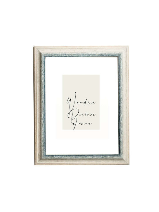 Wooden Wall Photo Frame Puzzle Poster White Blue Aging Marks Acrylic Glass K103-298 Photo 70cmx100cm