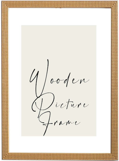 Wooden Wall Photo Frame Gold Carved Embossed Pearl Matte Glass K42-1 Photo 40cmx60cm