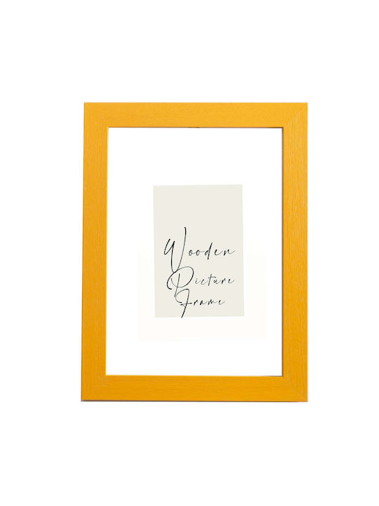 Wooden Wall Photo Frame Yellow Embossed Wood Grain Matte Glass K29-18 Photo 40cmx50cm