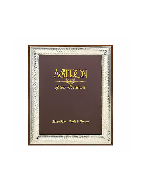 Hammered Photo Frame Coated Silver 925° Brown Wood 9x13
