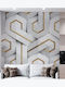 Gold White Stripes Textured Photo Wallpaper 450x270 Cm