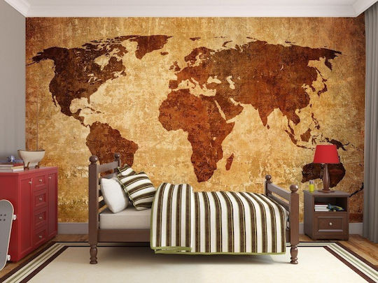 Фототапет за стени Световна Карта Кафяви Отенъци Стикер Винил 300x270cm