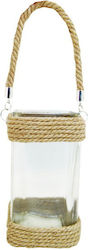 Lantern Glass Square 13x13x23 L Rope