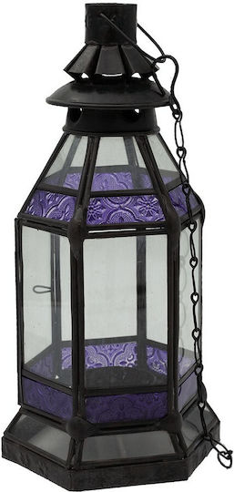 Metallisches Laternen Glas 30x12x12cm Lila