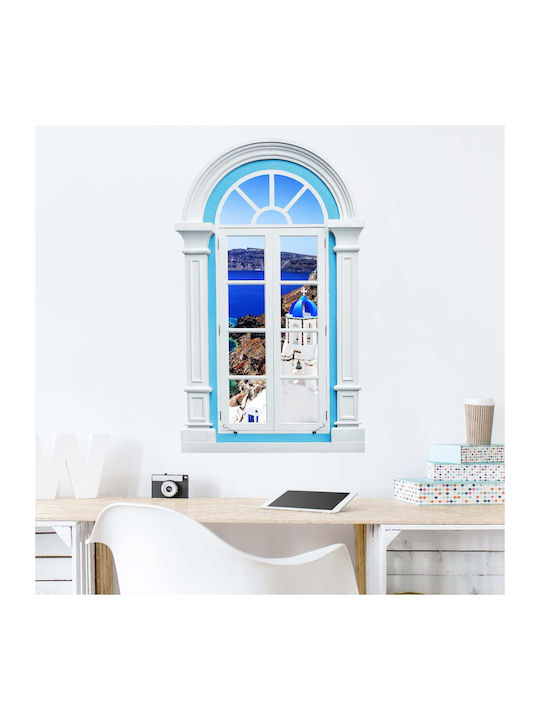 3D Wall Sticker Mediterranean View Santorini Window 80x120cm