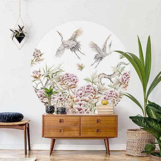 Wandsticker & Wandgemälde Störche Blühende Blumen 90x90cm