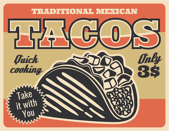 Διακοσμητική Πινακίδα Tacos 20x15.5