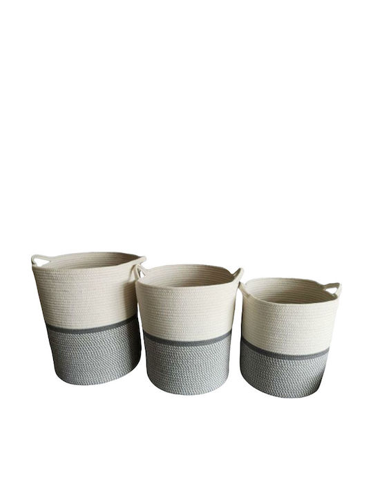 Set of Cotton Baskets 3 Pieces 36x45 33x40 30x34 Natural Home