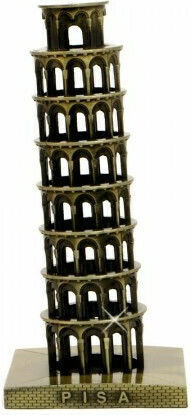 Metallic Miniature Tower Pisa 7x16x7cm