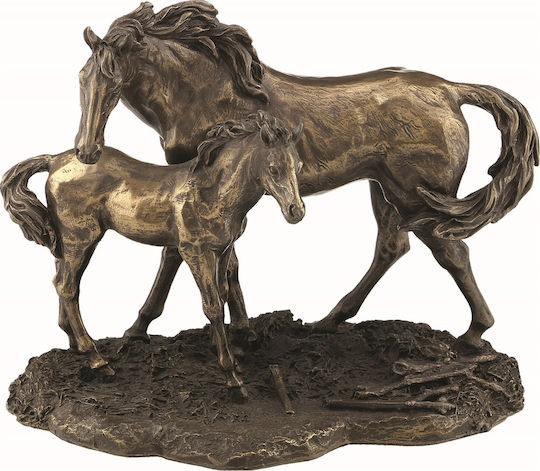 Horse Mother-Child Statue Electrolysis Bronze Veronese 15cm