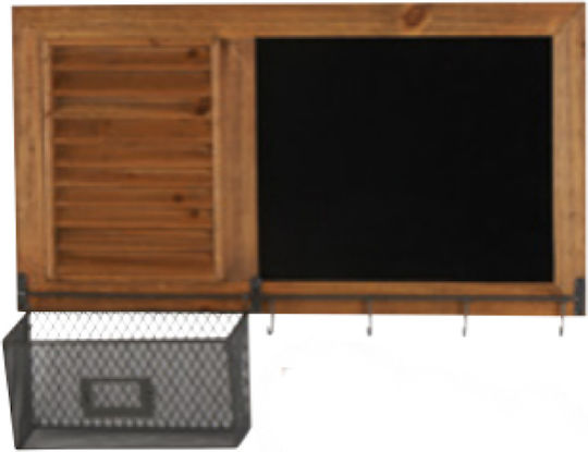 Blackboard Key Hooks Case Wood Metal 65x50x14 Cm