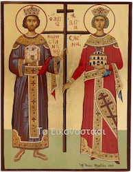 Saints Constantine & Helen Icon on Gold Leaf 20x26cm