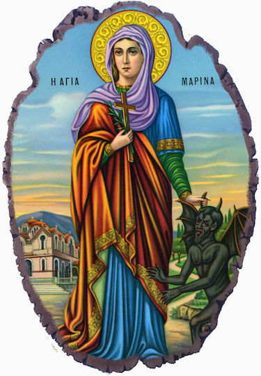 Agia Marina Stone Icon Wall and Base 21cm
