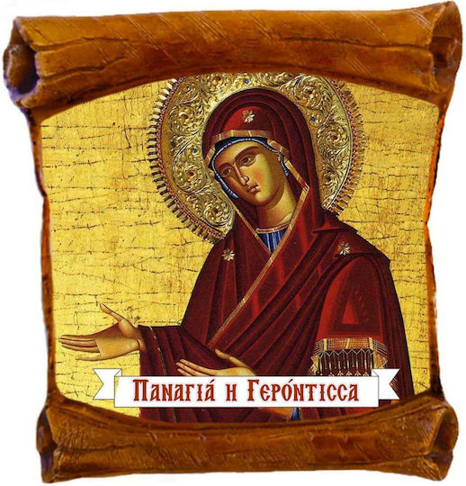 Икона на Дева Мария Гериатрия За Стена Или За Таблица Керамично Папирус 18см