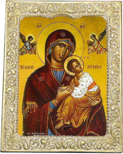 Heilige Maria Unbefleckte Weiße Keramikrahmen Alabaster 32cm