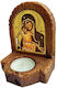Saint Mary Icon Axion Esti Ceramic Icon Stand Candle Holder Resin 11cm