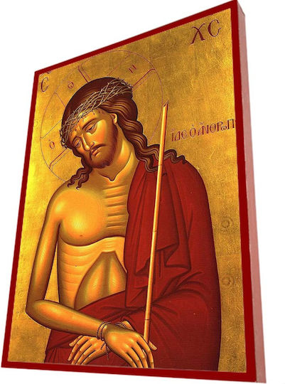 Jesus Christ The Bridegroom – Classic Byzantine Saint Icon in Terracotta Red 28cm