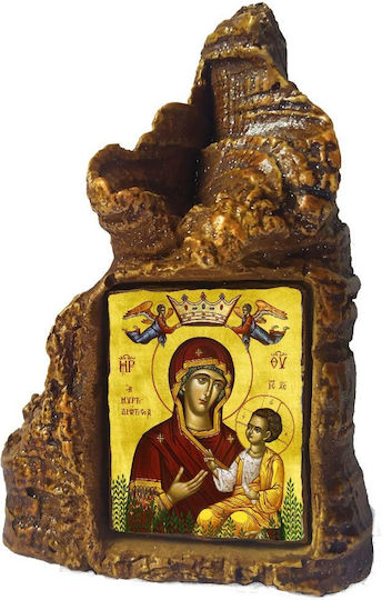 Свещено изображение на Дева Мария Мириадитисса – Таблична каменна икона във форма на сърце 14cm