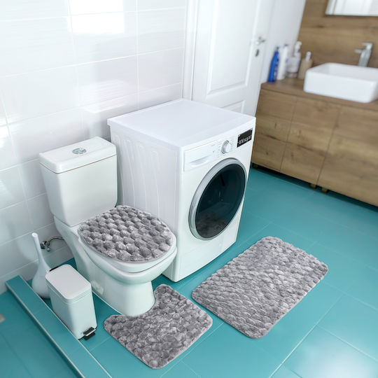 Σετ Πατάκια Μπάνιου Microfiber LightGreyRug1 Lightgreyrug1 35x35εκ. 3τμχ