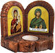 Saint Mary Guide and Saint Polyxeni Icons – Double Ceramic Icon Candle Holder 13cm