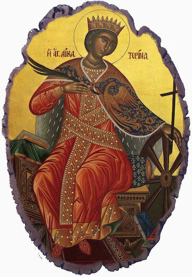 Saint Catherine Stone Icon Base and Wall 21cm
