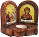 Saint Family and Saint Markella Icons – Double Ceramic Icon Candle Holder 13cm