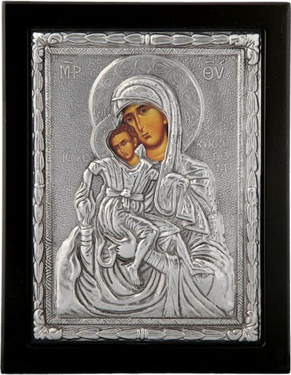 Imagine "Fecioara Maria a Turnului Kykko" Lemn Negru Acoperire cu Foiță de Argint 925 Cod 105 23x28cm