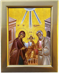 Holy Family Gold Wooden Icon 29cm