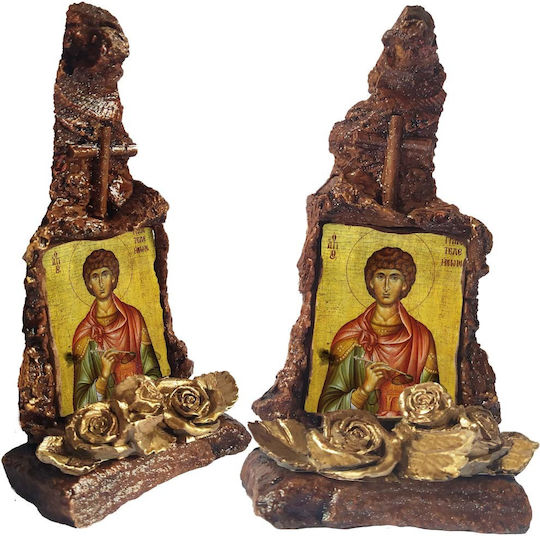 Saint Panteleimon Icon – Table Ceramic Icon Stand 16cm