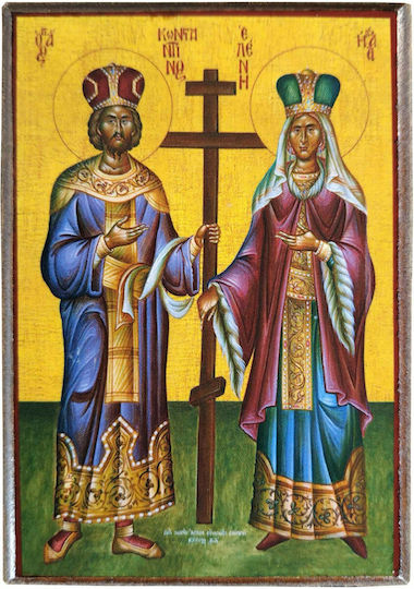 Icoane Sfinții Constantin și Elena Oloșomoși Reprezentare Categorie Hârtie Krn No 00 Dimensiune 6.5cm X 9.5cm Icoane Lemn Mdf S&k Byzantine Icons