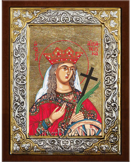 Света Екатерина Сребърна Икона Ситопечат 26x20см