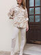 Women's Fabric Capri Trousers Straight Line Beige