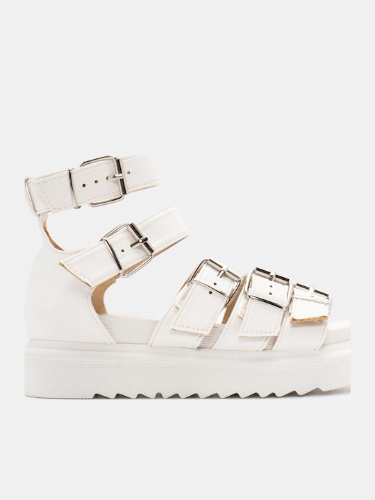 Luigi Γυναικεία Σανδάλια Flatforms Λευκά