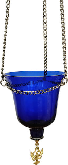 Vigilölampen Hängend Olivenöl Blau Größe der Tasse 11x10 cm inklusive Kette 65 cm Länge
