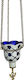 Vigil Oil Lamp Hanging Engraved Olive Oil Blue-White Cup Size 10x8 cm With Chain 63 cm Length